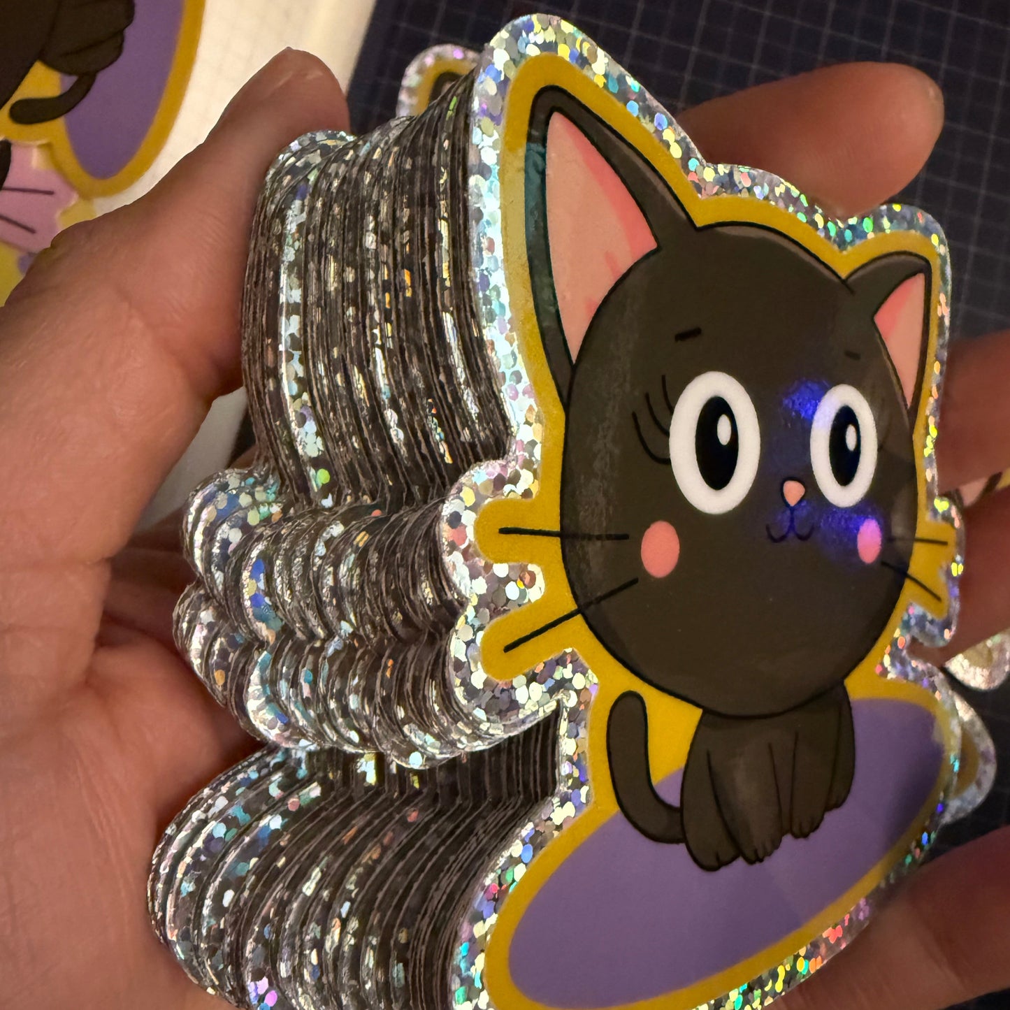 The Cat Bean Glitter Sticker