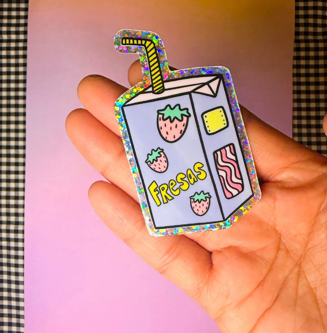 Strawberry Milk Glitter Sticker