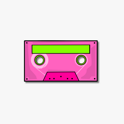 Retro Hot Pink Cassette Clear Sticker