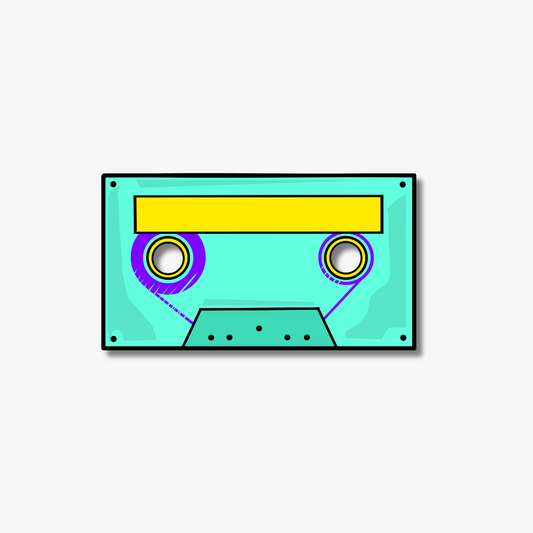 Retro Cyan Cassette Clear Sticker