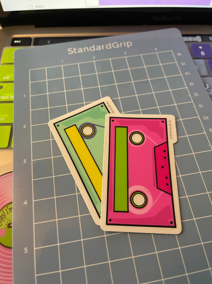 Retro Hot Pink Cassette Clear Sticker