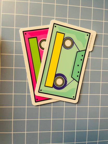 Retro Cyan Cassette Clear Sticker