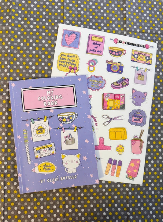 A4 Sticker Sheet & Coloring Book Bundle