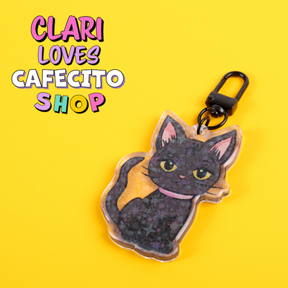 Kitty Meow Holographic Stars Keychain