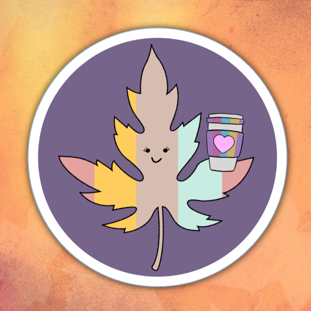 Cafecito Leaf (Purple Background) Sticker