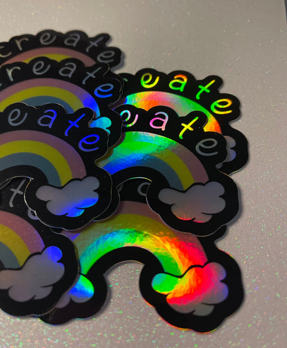 Create Rainbow Dreams Holographic Sticker